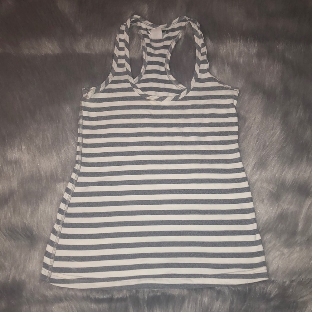Hard Tail grey and white stripe racer back tank